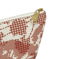 Floral Plaid Accessory Pouch w T-bottom in Red